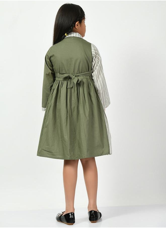 BELLA MODA - Cotton Striped Colorblock Shirt Dress by Styli - Image 1