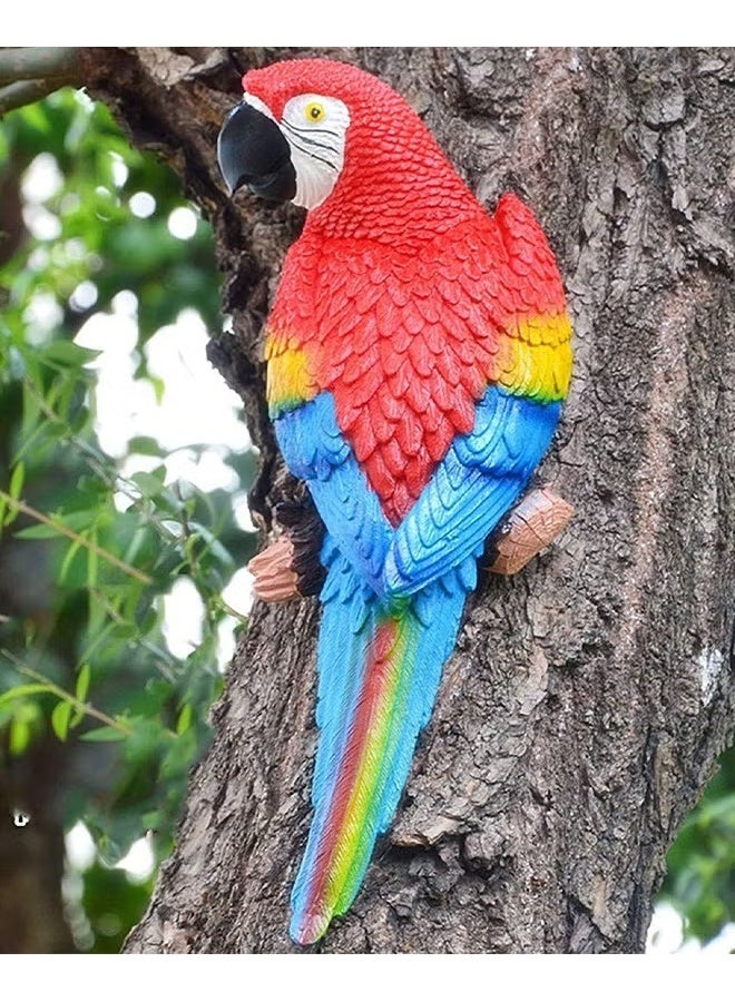 EETU Parrot Statues,Decor Outdoor Bar Decorations,Realistic Parrot Statues for Outside,Lifelike Bird Sculptures, Garden Patio Yard Lawn Figurines for Tropical Animal Tree Wall - Image 1