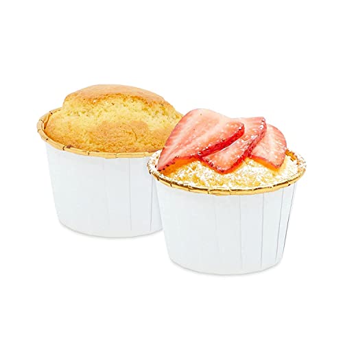 Adaamya® - 50 Pcs - Gold Color (Inner Finish) & White (Outer) Expandable Muffin Cup Cake Liners Paper Mould - Image 2
