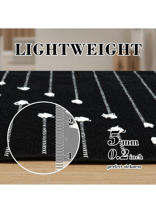 LIVEBOX Boho Black Rug for Kitchen,3' x 5' Washable Area Rug for Entryway,Moroccan Cotton Throw Rugs Morden Indoor Carpet Door Mat for Bedroom Laundry Room Hallway - Image 5