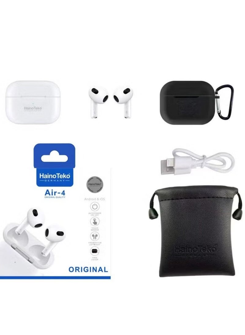 Haino Teko Air4 Wireless Bluetooth Earphones | High Bass Sound, Comfortable Fit, Long Battery Life, Hands-Free Mic | Ideal for Music, Calls, & Sports | Compatible with iOS & Android - Image 1
