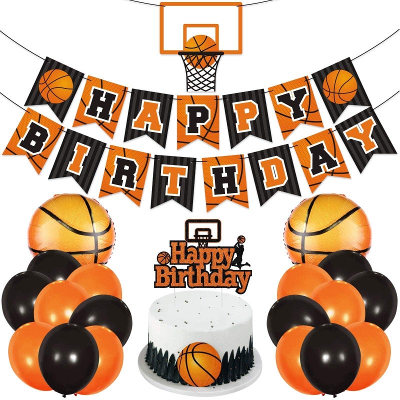Levfla Basketball Birthday Party Decoration March Madness Slam Dunk Kids Teenagers Adult BDay Banner Cake Cupcake Topper Photo Props Sports Party Decor Favor Supplies - Image 2