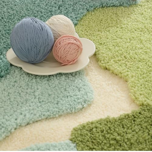 Ankah Shower Rug Bath Mat Forest Series Cartoon Design Bathroom Rug, Fluffy, Soft, Non-Slip, Durable, Absorbent Bath Rug, Irregular Plant Shaped Door Mat and Carpet, 19.68"x 31.49", Moss - Image 3