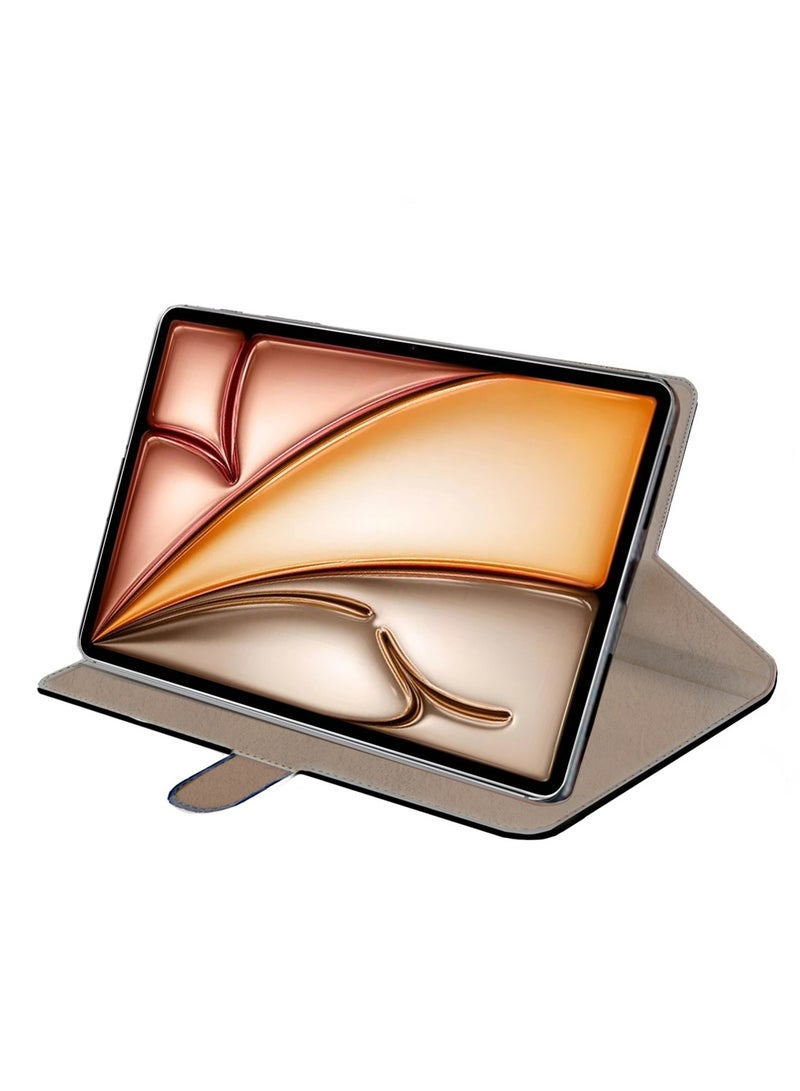 Wtech Apple iPad Air 2025 (7th Generation) M3 13 inch WTech PU Leather Magnetic Closure Flip Case Cover - Light Brown - Image 4