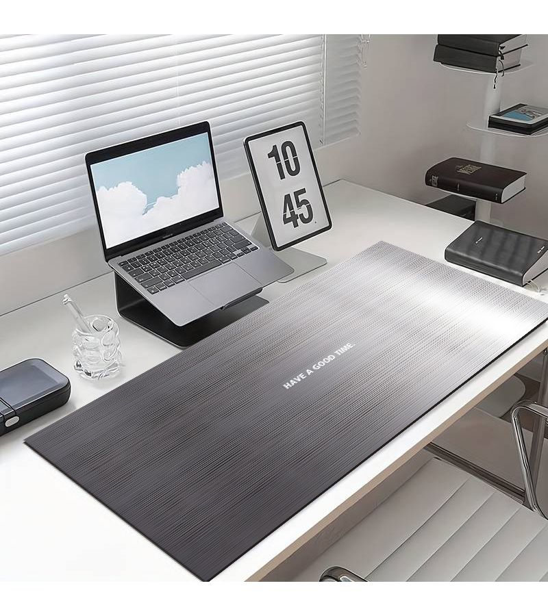 1pc Oversized Gaming Mouse Pad 27.6 X 11.8 Inches Diatom Mud Material Silvery Brushed Have A Good Time Pattern Non Slip Rubber Base Durable Washable For Gamers Office School E Sports Home Decor - Image 4