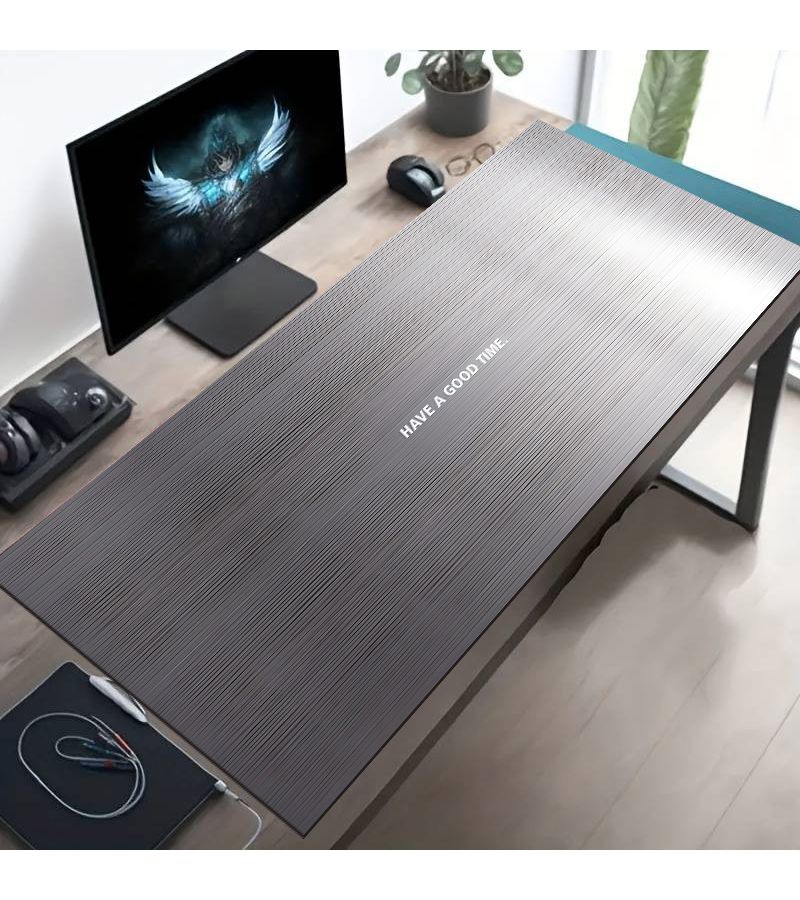 1pc Oversized Gaming Mouse Pad 27.6 X 11.8 Inches Diatom Mud Material Silvery Brushed Have A Good Time Pattern Non Slip Rubber Base Durable Washable For Gamers Office School E Sports Home Decor - Image 2