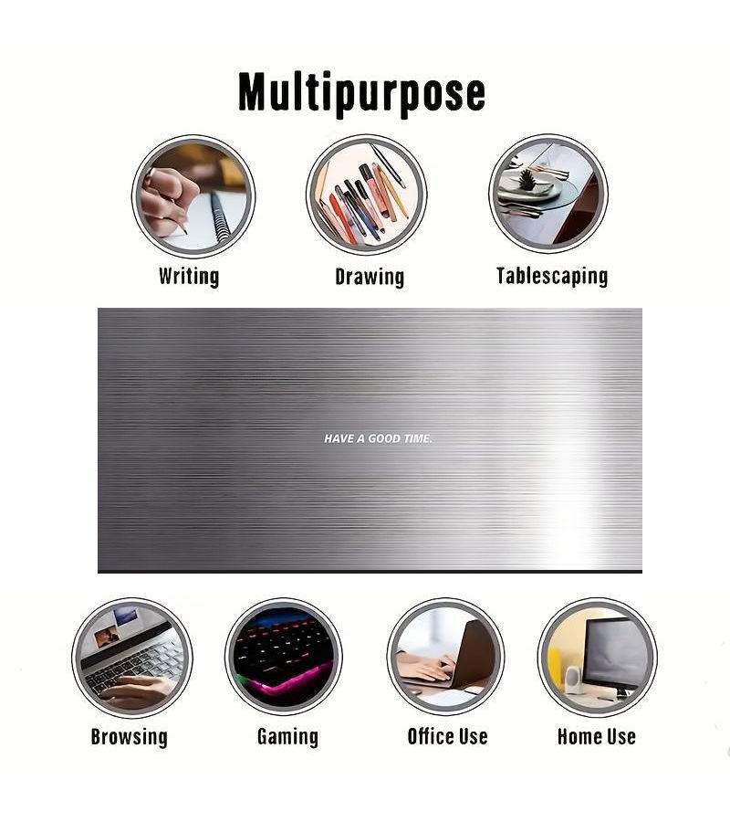 1pc Oversized Gaming Mouse Pad 27.6 X 11.8 Inches Diatom Mud Material Silvery Brushed Have A Good Time Pattern Non Slip Rubber Base Durable Washable For Gamers Office School E Sports Home Decor - Image 5