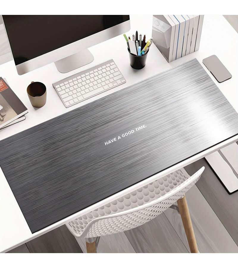 1pc Oversized Gaming Mouse Pad 27.6 X 11.8 Inches Diatom Mud Material Silvery Brushed Have A Good Time Pattern Non Slip Rubber Base Durable Washable For Gamers Office School E Sports Home Decor - Image 1