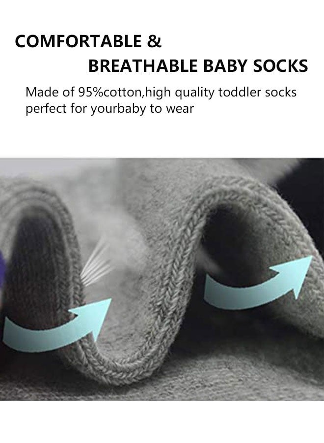 HAWAWA 6/12 Pairs Non Slip Toddler Socks  Cotton Infant Baby Kids Grip Socks for Boy Girls Anti Skid Ankle Socks(3-5years old) - Image 2