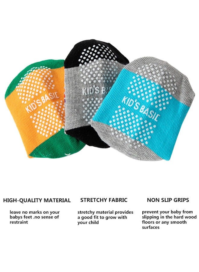 HAWAWA 6/12 Pairs Non Slip Toddler Socks  Cotton Infant Baby Kids Grip Socks for Boy Girls Anti Skid Ankle Socks(3-5years old) - Image 3