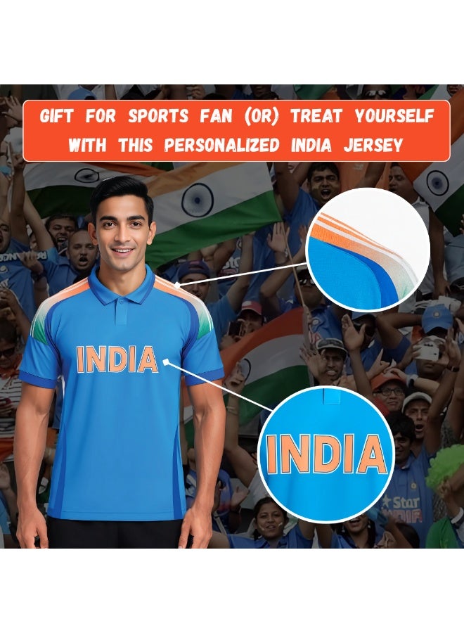 برينت شوب فور مي تيشيرت كريكيت رجالي من India Sports - أزرق، بأكمام قصيرة وياقة دائرية - مثالي لممارسة الكريكيت والأنشطة الجماعية والارتداء اليومي - Image 4