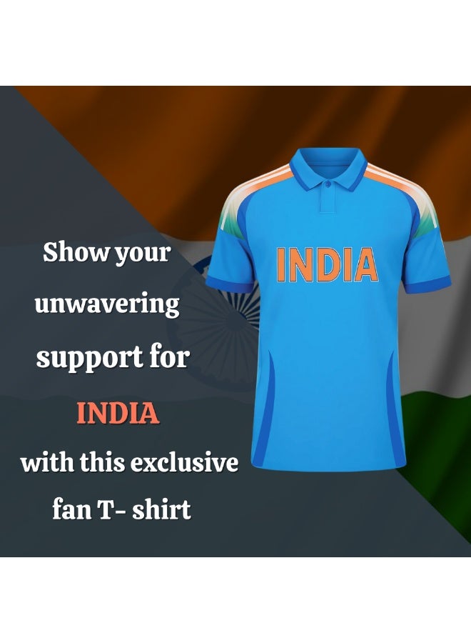 برينت شوب فور مي تيشيرت كريكيت رجالي من India Sports - أزرق، بأكمام قصيرة وياقة دائرية - مثالي لممارسة الكريكيت والأنشطة الجماعية والارتداء اليومي - Image 5