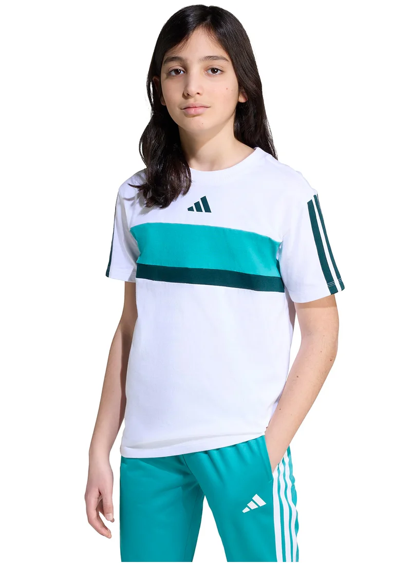 اديداس Youth Seasonal Essential Tiberio 3 Stripe T-Shirt