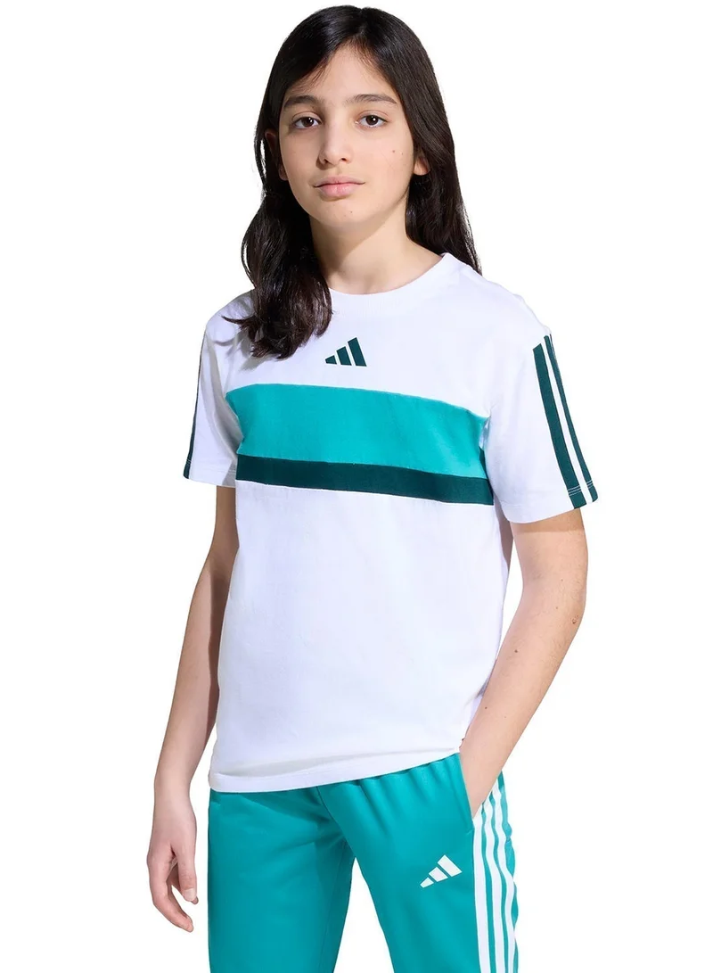 Adidas Youth Seasonal Essential Tiberio 3 Stripe T-Shirt
