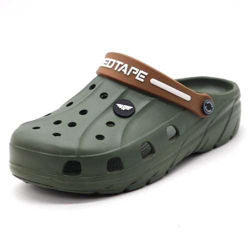 Red Tape Designer Comfortable Clogs, Sandals With Adjustable Back Strap For Men Olive Green - 9 Uk - Image 5
