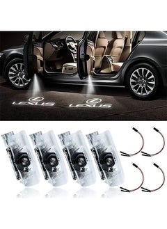MVAQKLM  4 Pack LED Car Door Logo Light Projector, Welcome Laser Lights Car Door Courtesy Lights 3D Logo Door Lights White LED Projector Lamps for RXESGXLSLXISGSRCUX Series Lexus Door Light Replacement  - Image 1