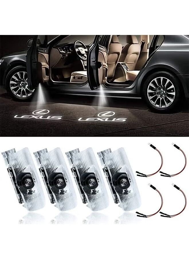 MVAQKLM  4 Pack LED Car Door Logo Light Projector, Welcome Laser Lights Car Door Courtesy Lights 3D Logo Door Lights White LED Projector Lamps for RXESGXLSLXISGSRCUX Series Lexus Door Light Replacement  - Image 1