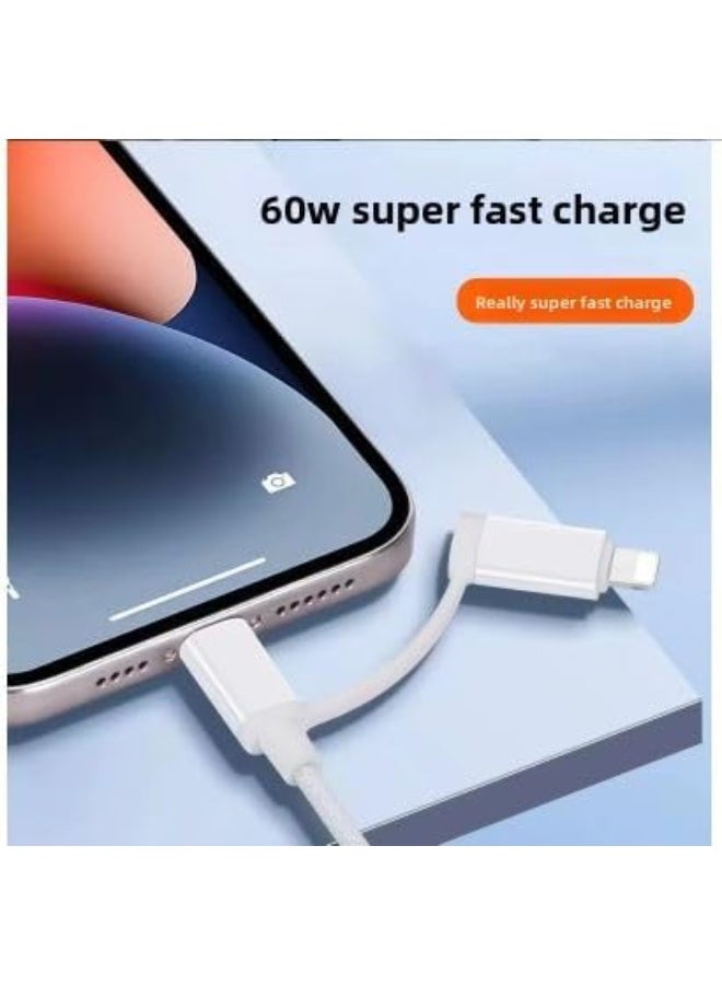 بروماس كابل شحن سريع 2 في 1 USB-C إلى Type-C و Lightning بقدرة 60 واط - Image 3