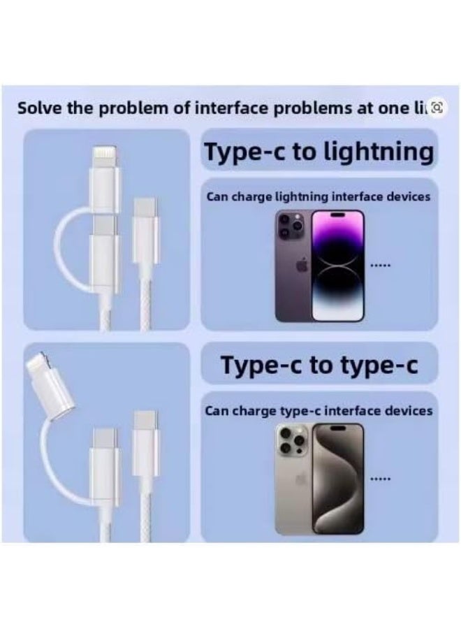 بروماس كابل شحن سريع 2 في 1 USB-C إلى Type-C و Lightning بقدرة 60 واط - Image 4