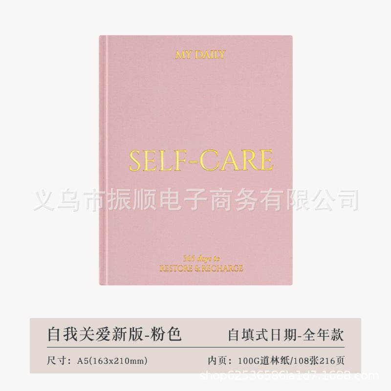 Gratitude Journal 365 A5 Gold-Edged English Edition Notebook Pink - Image 1