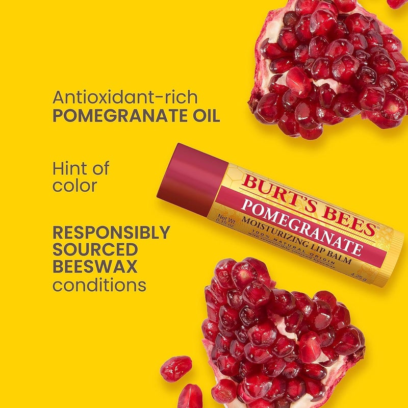 Burt's Bees Pomegranate Moisturizing Lip Balm - 0.15 oz Tube - Image 3