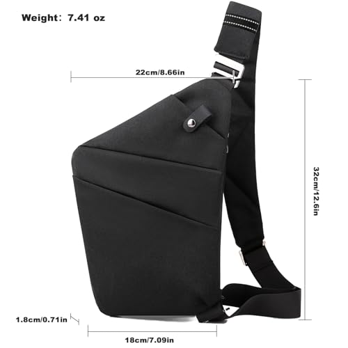 BIRDDIE Anti Theft Travel Bag One Shoulder Large Capacity Crossbody Bag Chest Fashion Lightweight Sling Bags for Travel Sports Right Shoulder Black - Image 3