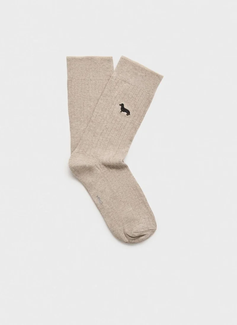 مانجو مان Embroidered cotton socks