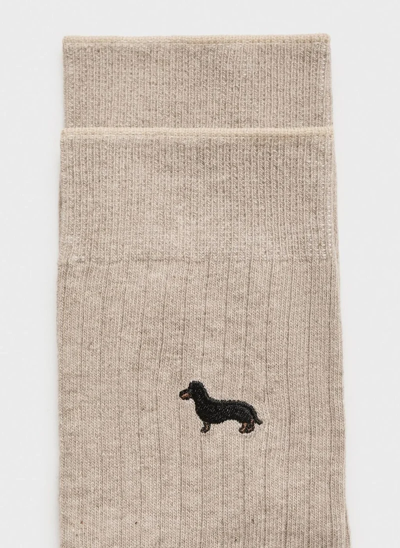Mango Man Embroidered cotton socks