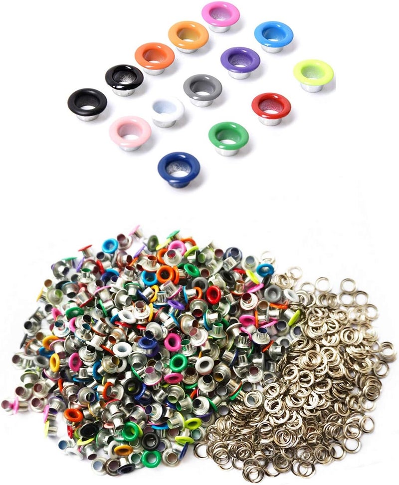 Honkoolly 420 Set 3mm Metal Eyelets Mixed Colors Round Eyelet Grommets for Scrapbooking Card Making Leather Craft Shoes Clothes Paper Craf,30 Set/Colors,14 Colors - Image 1
