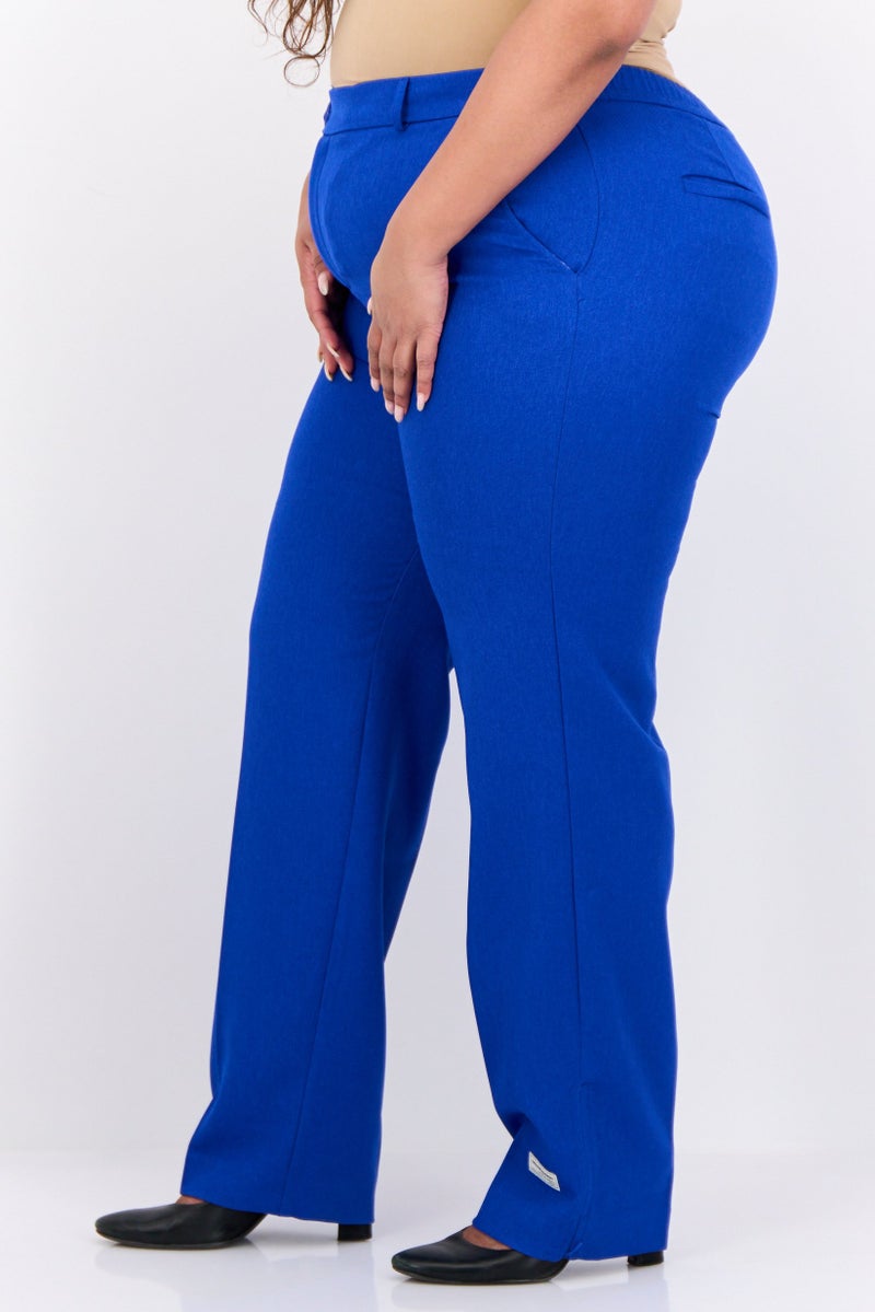 The Giving Movement Women Regular Fit Brand Logo Dress Pants, Blue - Image 3
