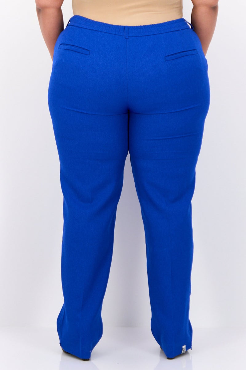 The Giving Movement Women Regular Fit Brand Logo Dress Pants, Blue - Image 4