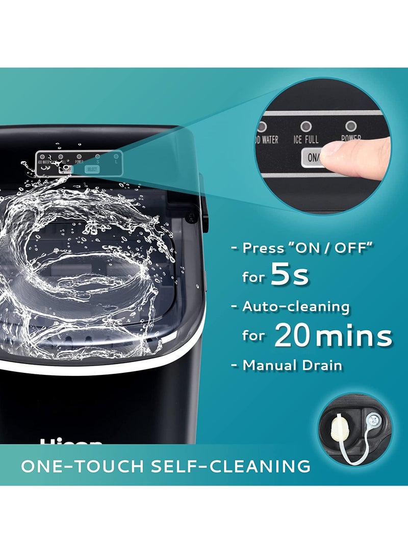 ET-LIFE - Ice Maker Countertop with Handle, Self-Cleaning Ice Maker with Scoop and Basket, 9 Cubes in 6 Mins, 15Kg/24H, Portable Small Ice Machine with Scoop and Basket for Home kitchen Office Party - Image 1