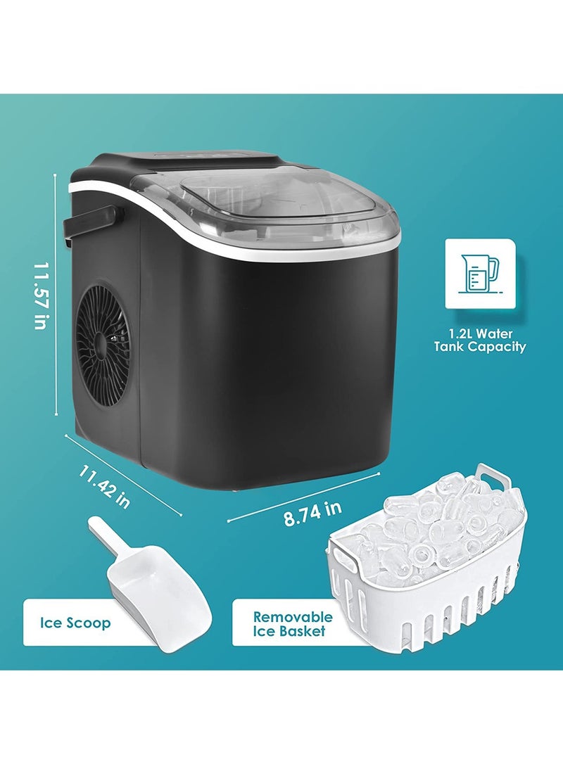 ET-LIFE - Ice Maker Countertop with Handle, Self-Cleaning Ice Maker with Scoop and Basket, 9 Cubes in 6 Mins, 15Kg/24H, Portable Small Ice Machine with Scoop and Basket for Home kitchen Office Party - Image 1