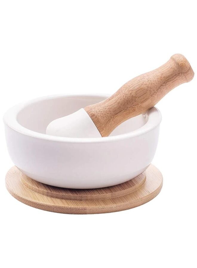 هاون ومدقة من البورسلين، مطحنة حبوب، مطحنة توابل، وعاء أعشاب، مسحوق بيستو، هدية مثالية للتتبيل والمعجون والجواكامولي (عادي) - Image 1