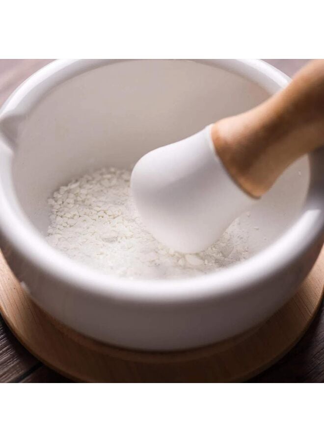 هاون ومدقة من البورسلين، مطحنة حبوب، مطحنة توابل، وعاء أعشاب، مسحوق بيستو، هدية مثالية للتتبيل والمعجون والجواكامولي (عادي) - Image 3