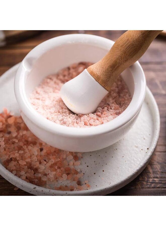 هاون ومدقة من البورسلين، مطحنة حبوب، مطحنة توابل، وعاء أعشاب، مسحوق بيستو، هدية مثالية للتتبيل والمعجون والجواكامولي (عادي) - Image 2