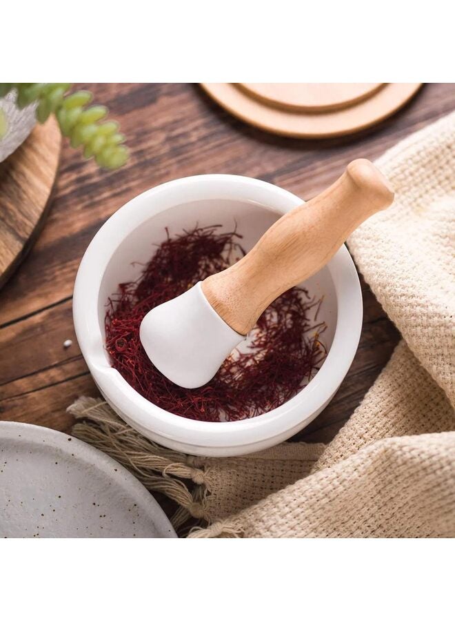 هاون ومدقة من البورسلين، مطحنة حبوب، مطحنة توابل، وعاء أعشاب، مسحوق بيستو، هدية مثالية للتتبيل والمعجون والجواكامولي (عادي) - Image 5