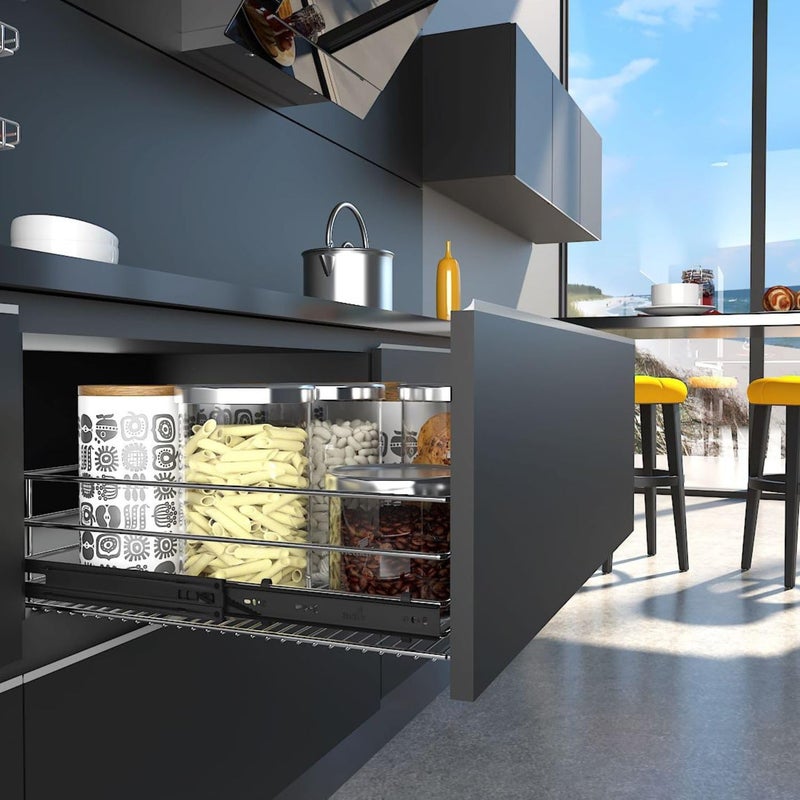 Hettich قناة درج تلسكوبية KA 5632/500 مم بتشطيب زنك | الطول - 19 بوصة (زوج) | سعة 45 كجم، لدرج في مطبخ المنزل أو خزانة الملابس (عبوة من 1)  - Image 1