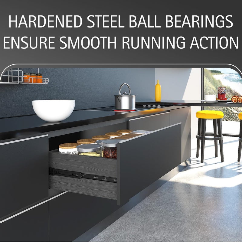 Hettich قناة درج تلسكوبية KA 5632/500 مم بتشطيب زنك | الطول - 19 بوصة (زوج) | سعة 45 كجم، لدرج في مطبخ المنزل أو خزانة الملابس (عبوة من 1)  - Image 5