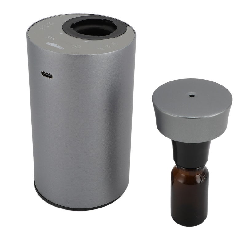 Car Diffuser Grey Portable Design - Silent Operating Adjustable Intensity Waterless Aromatherapy Diffuser for Car Travel Daily Commute - Image 3