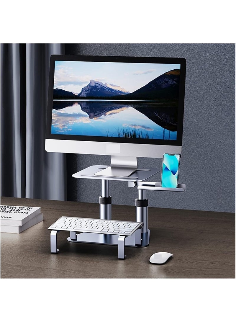 ELTRAZONE Dual Monitor Arm Computer Monitor Stand Height Adjustable Retractable Mount Desk Laptop Riser Keyboard Support Computer Monitor Stand  - Image 2