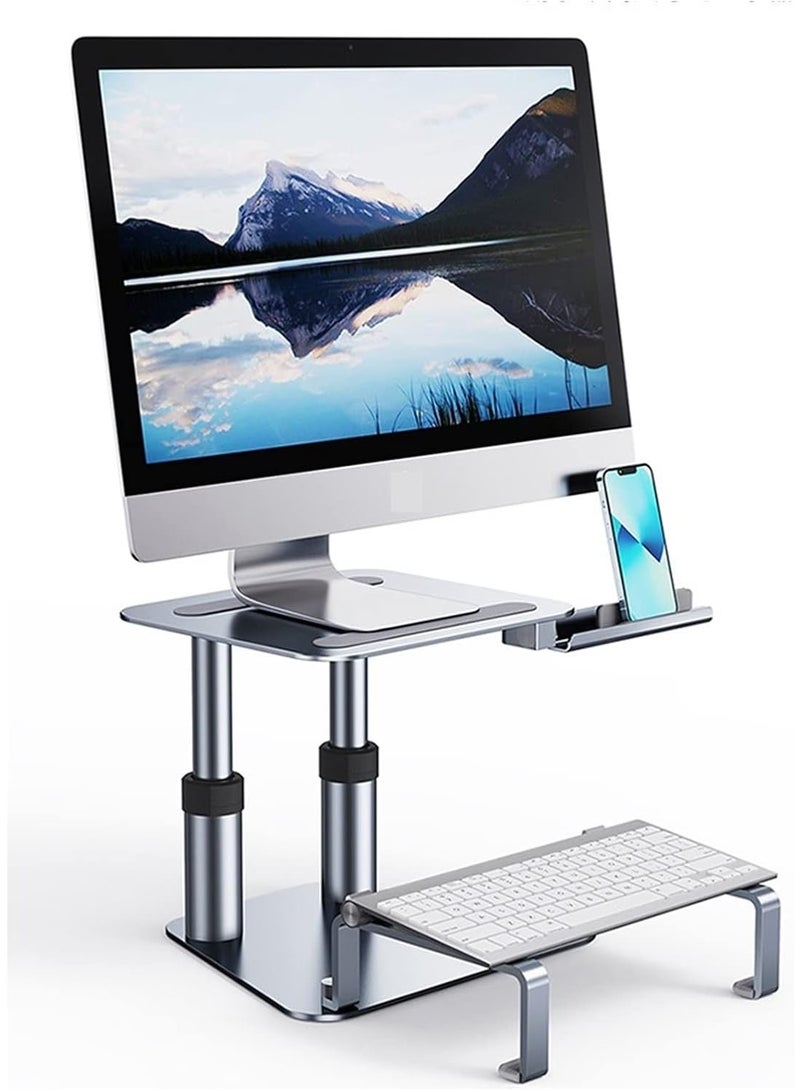 ELTRAZONE Dual Monitor Arm Computer Monitor Stand Height Adjustable Retractable Mount Desk Laptop Riser Keyboard Support Computer Monitor Stand  - Image 3