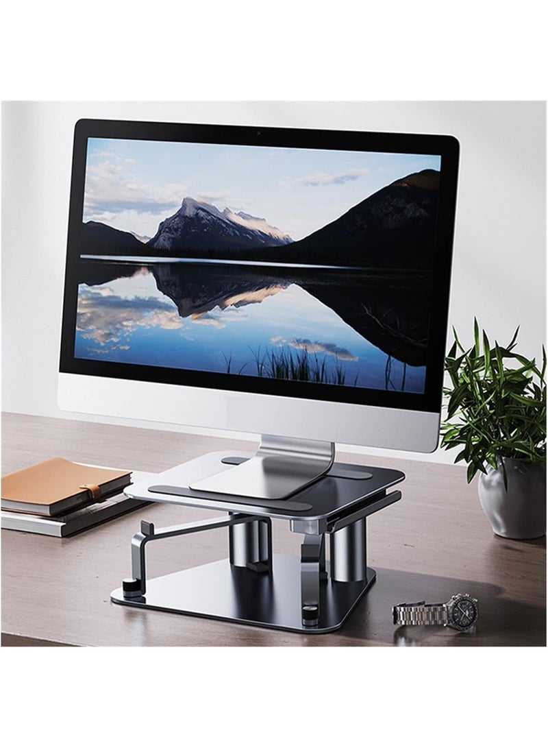 ELTRAZONE Dual Monitor Arm Computer Monitor Stand Height Adjustable Retractable Mount Desk Laptop Riser Keyboard Support Computer Monitor Stand  - Image 4