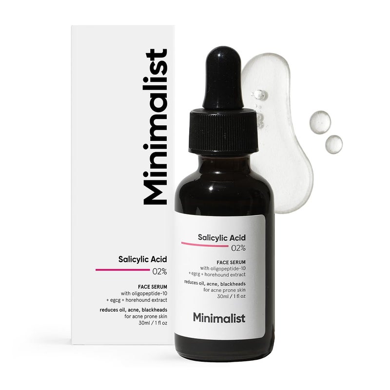 Minimalist Salicylic Acid 2% Serum For Acne, Blackhead & Open Pores | Reduces Excess Oil & Bumpy Texture | BHA Liquid Exfoliant for Acne Prone & Oily Skin | For Women & Men | 1 Fl Oz/30ml - Image 1