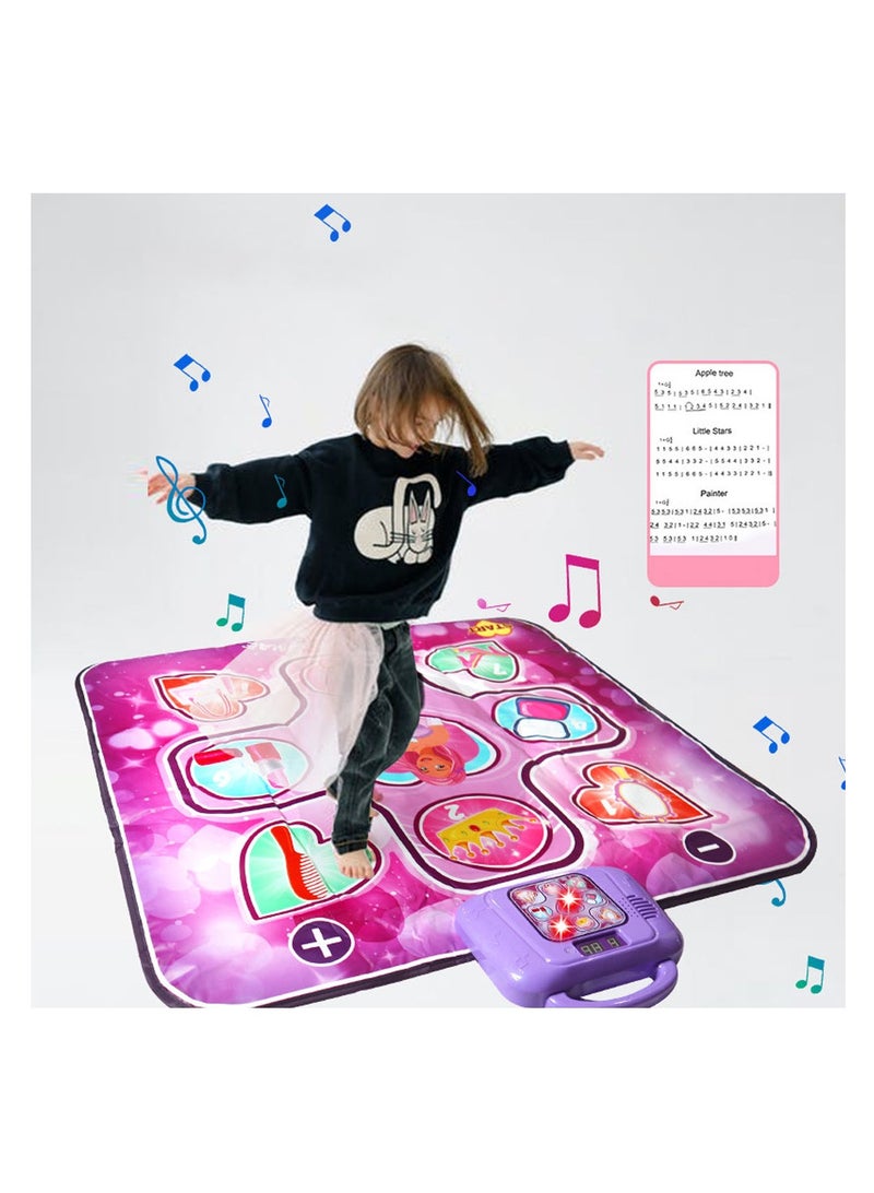 SYOSI Dance Mat, Dance Pad Music Mat with LED Lights, Adjustable Volume, Built-in Music, Dance Game Gift for Kids Girls Boys (4-8 Years Old) - Image 1