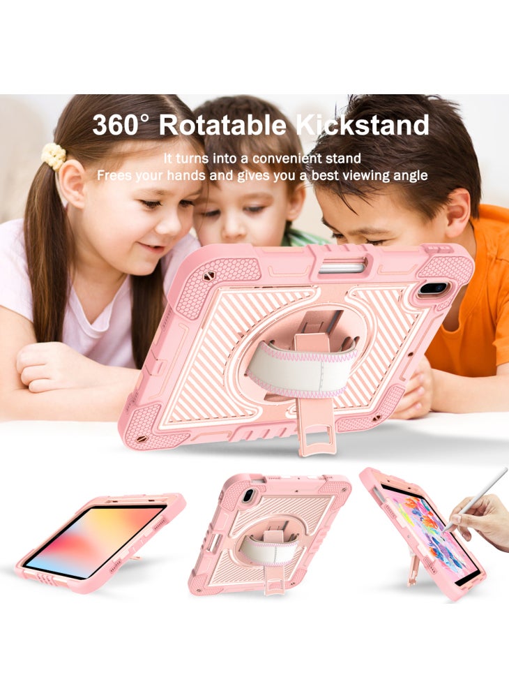 حافظة تابلت مزودة بمسند وحزام كتف لجهاز iPad 10.2 (2021)/(2020)/(2019) - ذهبي وردي - Image 5