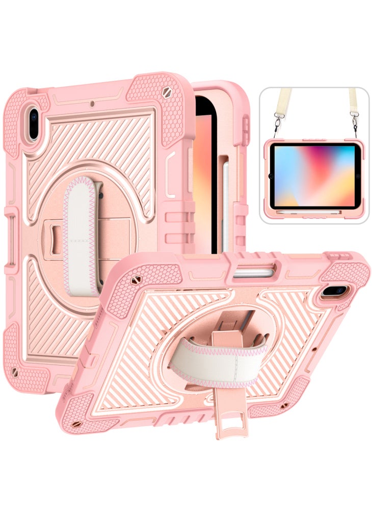 حافظة تابلت مزودة بمسند وحزام كتف لجهاز iPad 10.2 (2021)/(2020)/(2019) - ذهبي وردي - Image 1