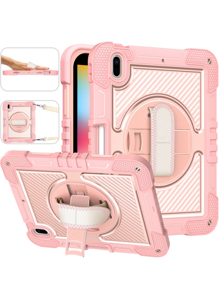 حافظة تابلت مزودة بمسند وحزام كتف لجهاز iPad 10.2 (2021)/(2020)/(2019) - ذهبي وردي - Image 2