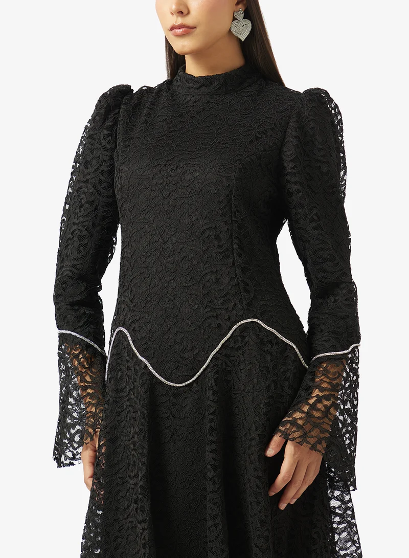 Khizana  Lace A-ine Dress With Flare Sleeves for Women | Best Price UAE