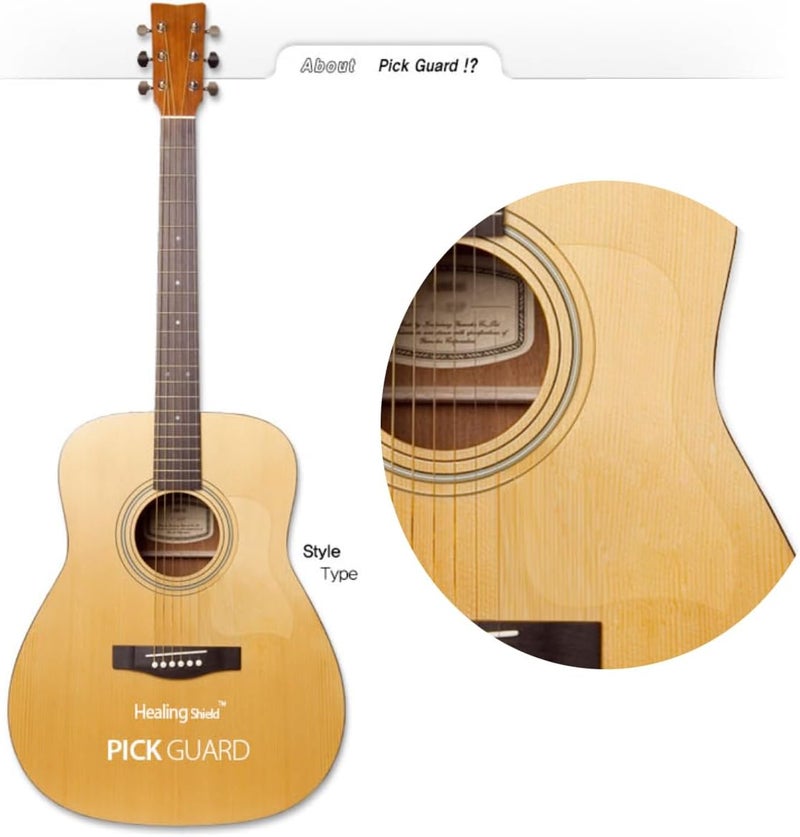 Healing Shield Premium Acoustic Guitar Pickguard Pick Guard, Transparent Self-Adhesive, Scratch Resistant Protection Coating, Anti-Dust, Anti-Fingerprint, Made in South Korea, Clear Matte, Style Type - Image 2